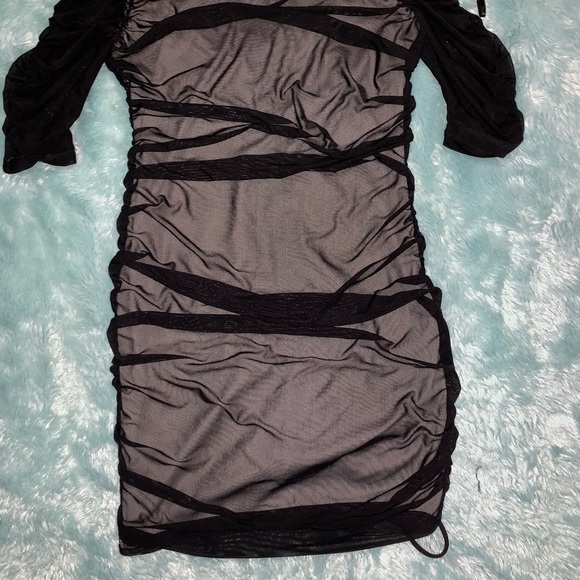 Black ruched mini dress - Picture 2 of 2